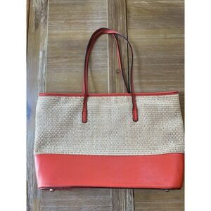 IZZY AND ALI Orange CHIC STRAW Large Tote PURSE Handbag